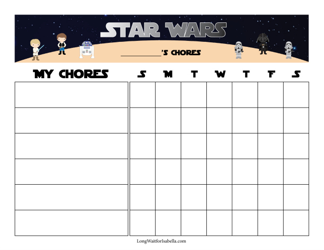 Star Wars Inspired Chore Chart And Chore Bucks