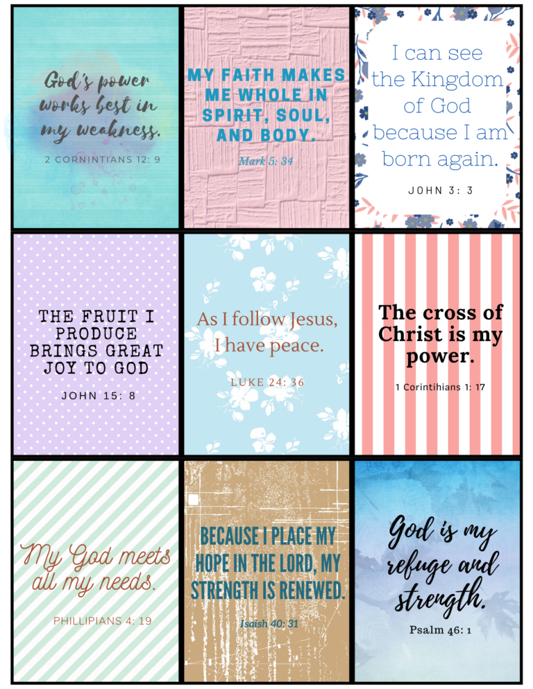 18 Christian Affirmations with FREE Printable Cards